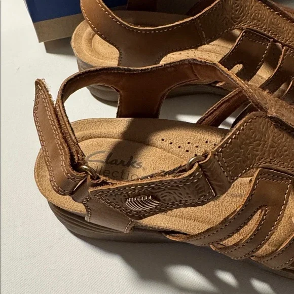 Clarks Sandals Womens 6 Brown Leather April Belle - Picture 2 of 6